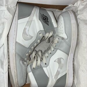 Gray and White High-Top jordan 1s